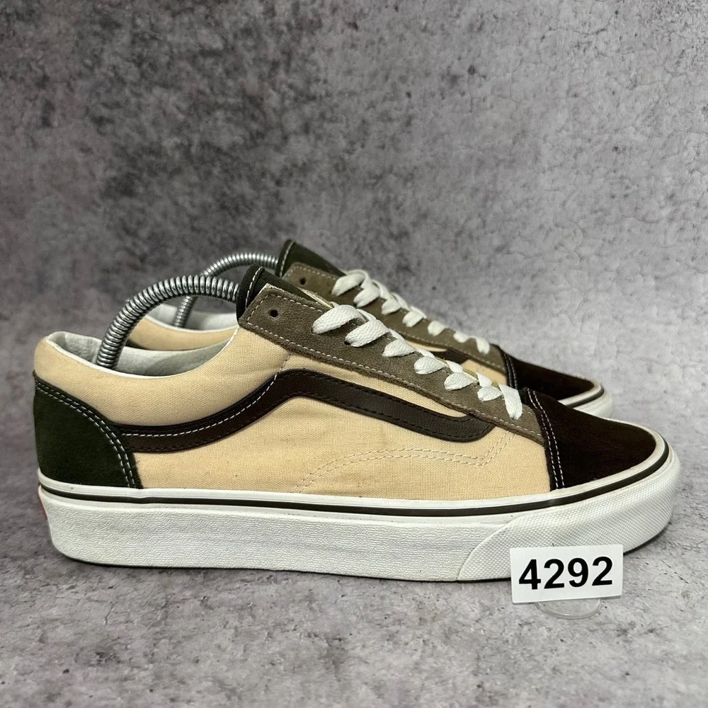 Vans Style 36 Mens 9 Color Block Demitasse Brown Green Mismatched Suede
